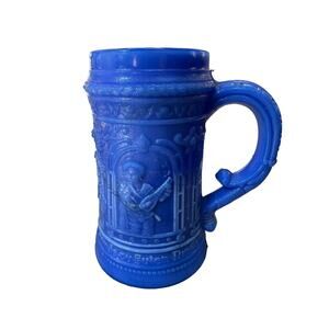 McKee Serenade Troubadour Mug Blue Opaque Glass Antique EAPG Pressed